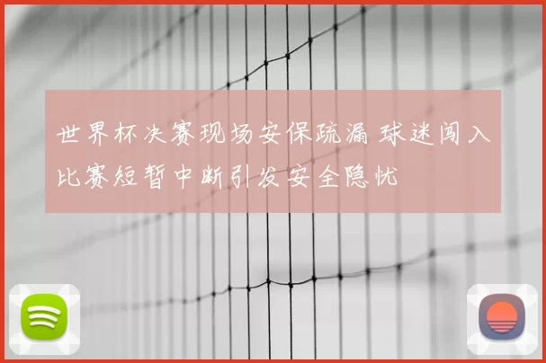 世界杯决赛现场安保疏漏 球迷闯入比赛短暂中断引发安全隐忧